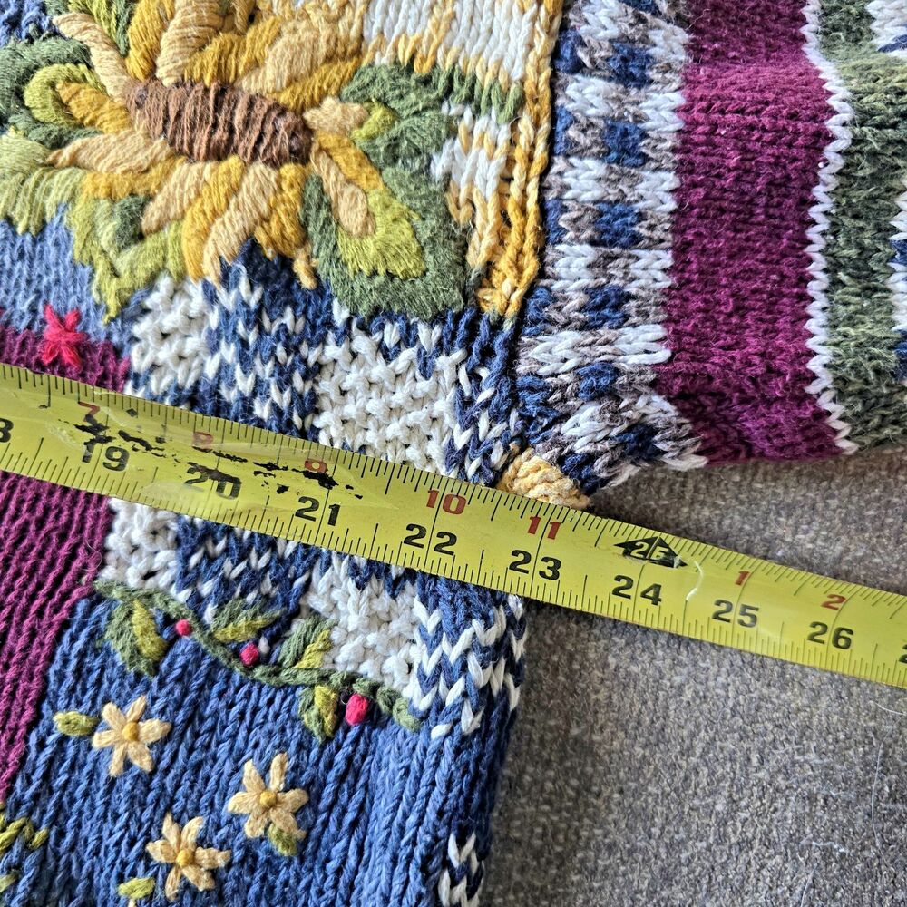 Vintage Tiara Harvest Sweater Patchwork XL Y2K Cottage Granny Core Chunky Knit - Picture 10 of 11